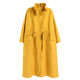 Juju 2024 Spring New Style Mid-Length Loose Lotus Leaf Collar Zipper Windbreaker Women's Large Yellow Long Coat Women