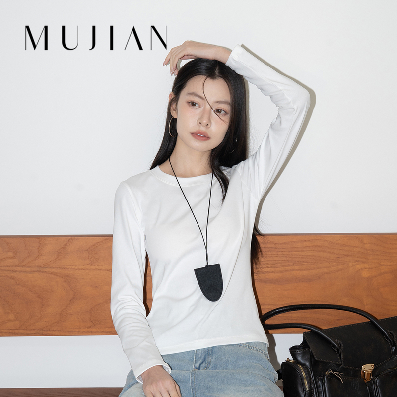 White Base Shirt for Women, Slim Fit Long-Sleeve T-Shirt, Stretchy, 2026 Autumn Round Neck White Inner Top for Women White Base Shirt for Women, Slim Fit Long-Sleeve T-Shirt, Stretchy, 2026 Autumn Round Neck White Inner Top for Women