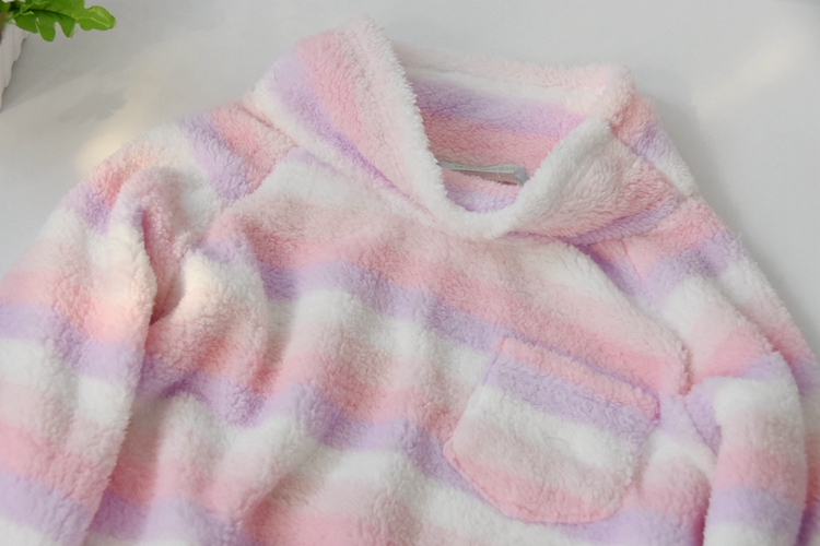 Nhật Bản mùa thu và mùa đông ngọt ngào sọc dài tay đồ ngủ đơn mảnh ngọn cashmere mềm mại trong dịch vụ đêm váy dài áo nam đẹp