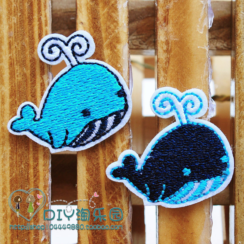 Handmade DIY pizza accessories cartoon embroidery cloth patches for baby whale baby kits small size patches