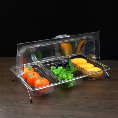 Buffet food display plate multi-functional grid plastic transparent fruit tray with lid