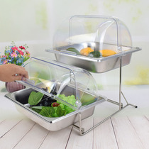 Buffet table food display stand double-layer stainless steel cooked food salted vegetables cold dish fruit tray with lid trial commercial