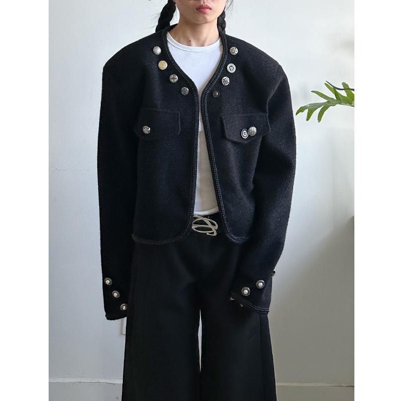 Addiction-Free Niche High-End Chanel-Style Padded Shoulder Short Jacket 26 Spring New Loose High-End Elegant Jacket for Men and Women