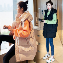 Maternity autumn and winter coat 2024 new Korean version medium-length waistcoat outer wear down jacket vest womens autumn fashion style