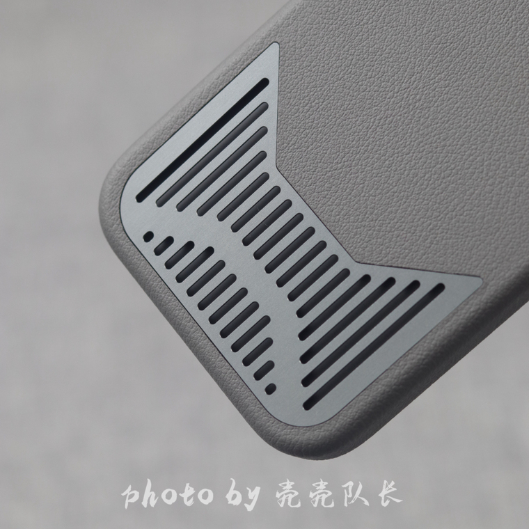 Urban Grey Cat Ear Cutout Leather Metal Heatsink iPhone Case