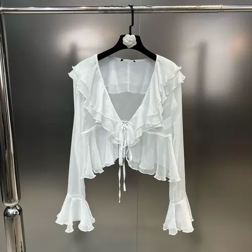 Весенняя летняя кружевная рубашка, комплект, 2023 года, эффект подтяжки