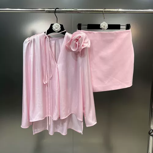 Весенний летний лонгслив, юбка, комплект, 2024 года, V-образный вырез