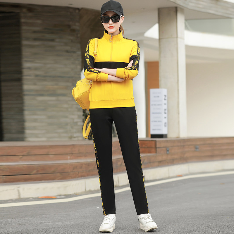 Sportsweater Women Sports Suit Spring Autumn 2021 New Fashion Han Edition Loose Foreign Pie Running Casual Two-piece Style