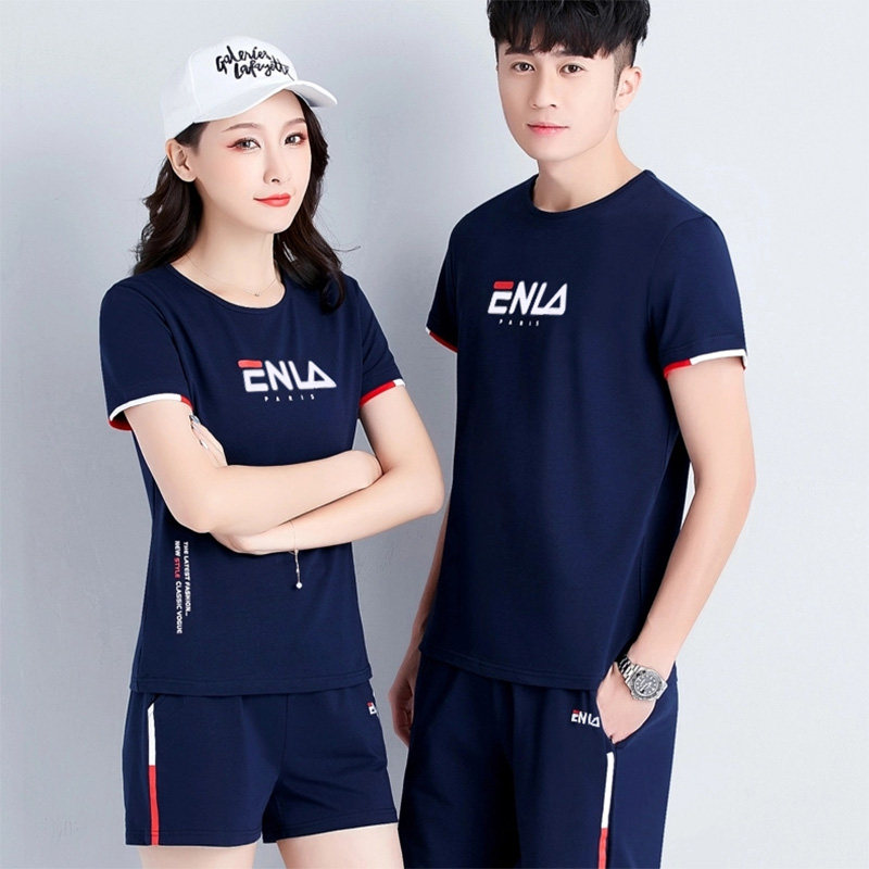 Lovers Sports Suit Men's Summer 2022 New Fashion Running Suit Schoolgirl Class Clothes Pure Cotton Casual Two-piece Style