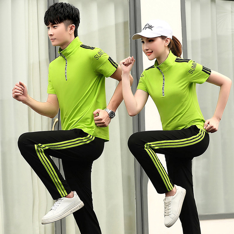 Couple's sports suit summer 2022 sportswear men's and women's short-sleeved trousers student class uniform running casual two-piece