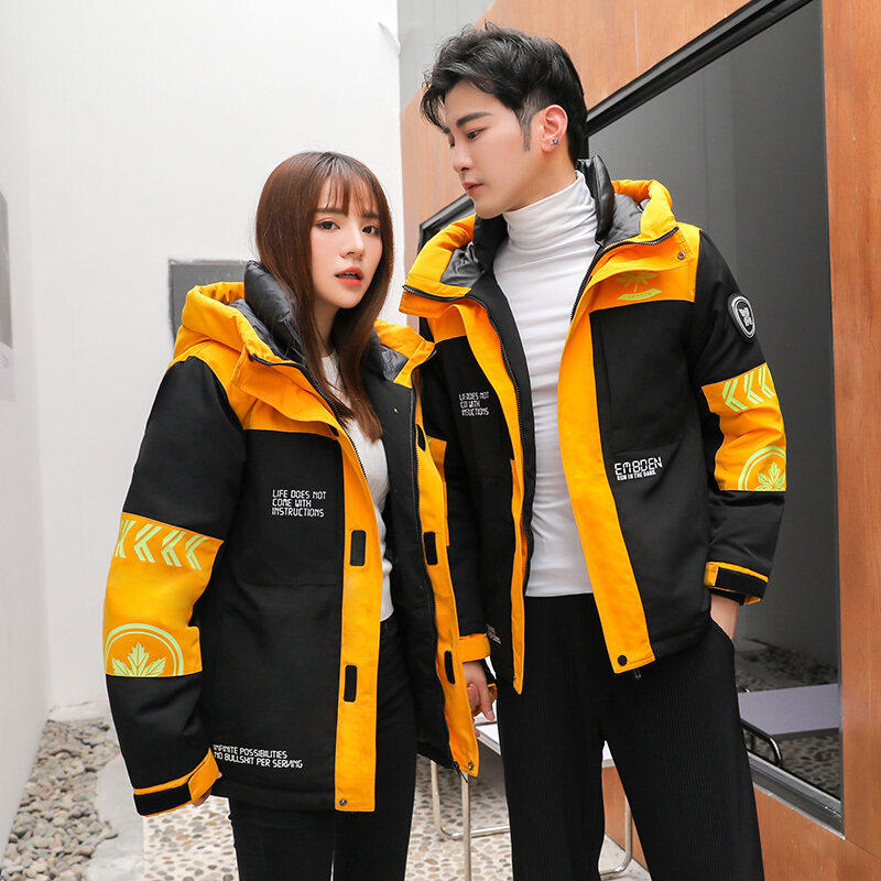 Anti-season down clothes men and women Winter tide Truffle White Duck Suede Cap Warm Thickened Large Size Loose Lovers' Coats