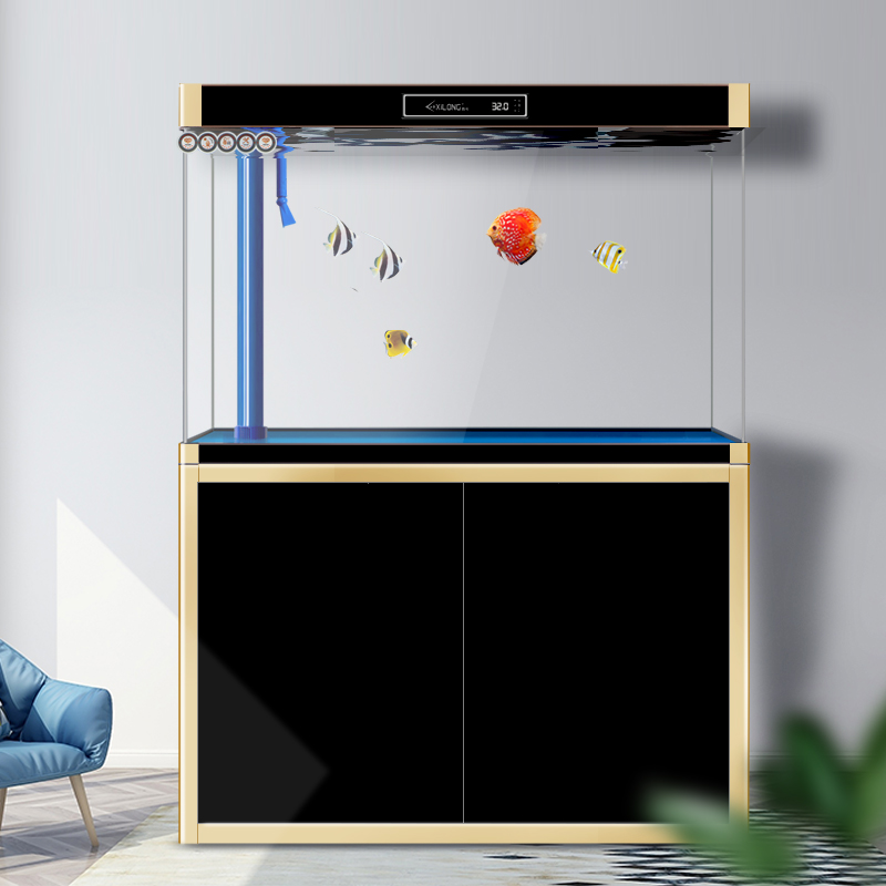 New ultra-white fish tank living room home bottom filter aquarium lazy person free water change ecological smart glass red dragon tank