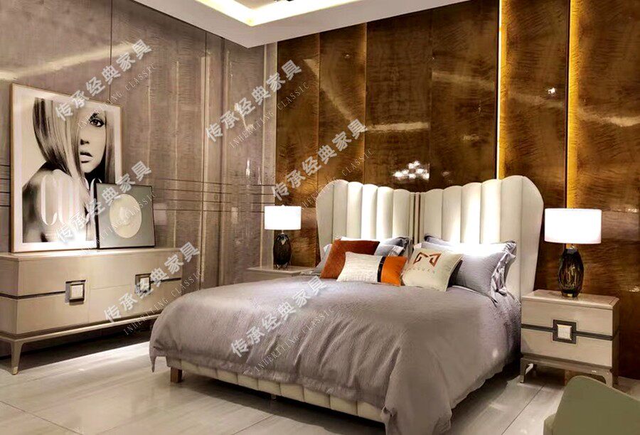 English Palace Court Solid Wood Bed European-style Wedding Bed Neoclassical Postmodern Light Lavish Double Man Bed High Back Soft Bunk Bed