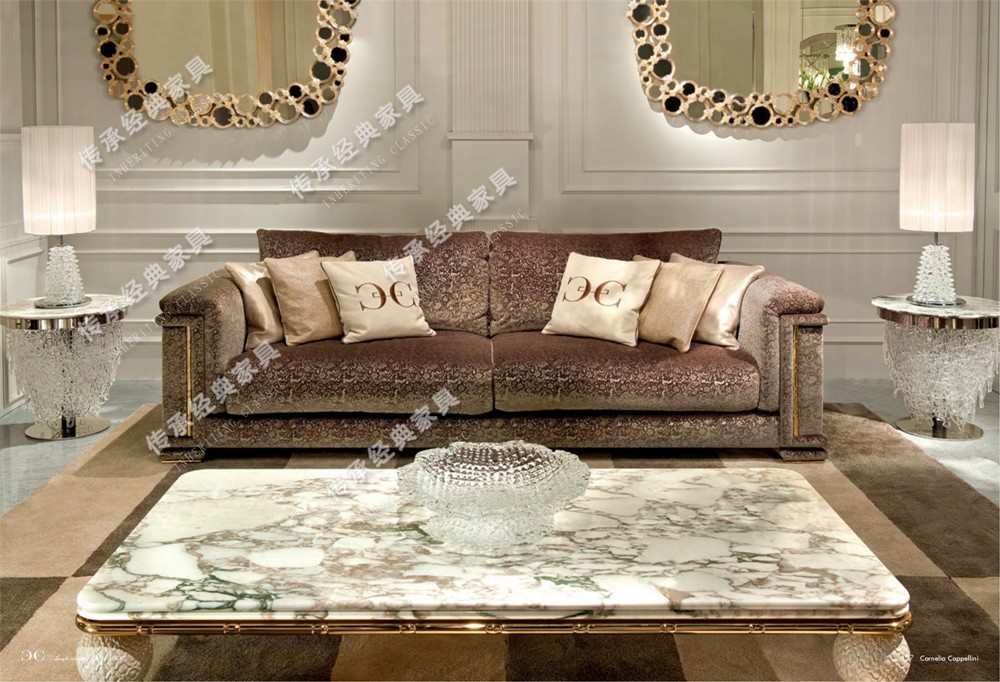 European neo-classical royal light luxury beech furniture high-end club sales office sofa Italy Milan CC furniture