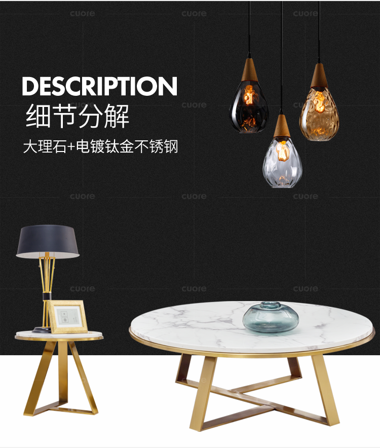 Sau sự kết hợp tối giản bằng đá cẩm thạch ánh sáng sang trọng bàn cà phê hiện đại Scandinavian thép không gỉ tròn góc một vài căn hộ nhỏ đồ nội thất phòng khách - Bàn trà bàn phòng khách