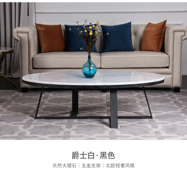 Bắc Âu tối giản hiện đại bàn cà phê đá cẩm thạch ánh sáng sang trọng bằng thép không gỉ góc tròn vài căn hộ nhỏ kết hợp nội thất phòng khách - Bàn trà bàn dài phòng khách
