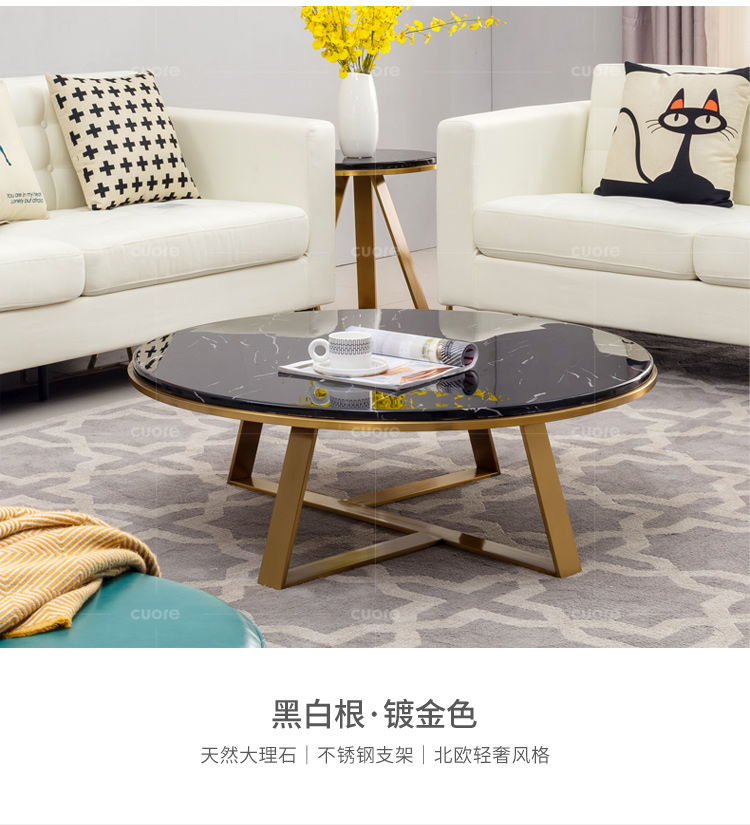 Bắc Âu tối giản hiện đại bàn cà phê đá cẩm thạch ánh sáng sang trọng bằng thép không gỉ góc tròn vài căn hộ nhỏ kết hợp nội thất phòng khách - Bàn trà bàn dài phòng khách