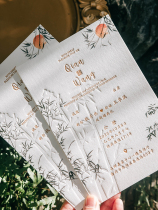 Embossed internet celebrity bamboo invitation wine red wedding invitation thank you invitation wedding banquet wedding invitation wedding creative custom wedding