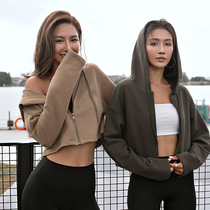 ARIA LEISURE short loose zipper hooded sports sweater women long sleeve fitness top casual coat Spring