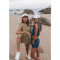 ARIALEISURE Sleeveless sports vest blouse womens fitness yoga suit shorts set