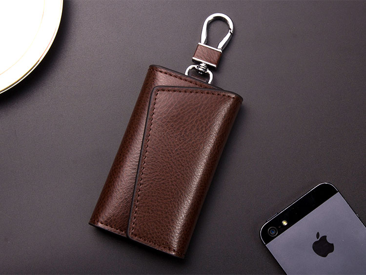 Người đàn ông da chính túi đơn giản công suất lớn đa chức năng eo treo da muỗng gói chìa khóa thẻ gói tiện ích túi chìa khóa nữ móc khóa sen