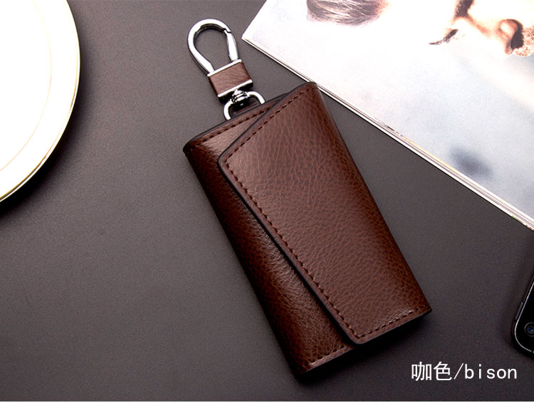 Người đàn ông da chính túi đơn giản công suất lớn đa chức năng eo treo da muỗng gói chìa khóa thẻ gói tiện ích túi chìa khóa nữ móc khóa sen