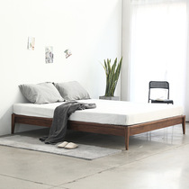 Black walnut bed frame solid wood Japanese modern short ch simple tatami bed without backrest bed solid wood without bedside bed