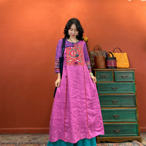 (Hangzhou Hiriu dress) Ethnic wind Heavy work embroidery one-piece dress round collar lenient 2021 spring and summer 70% sleeves