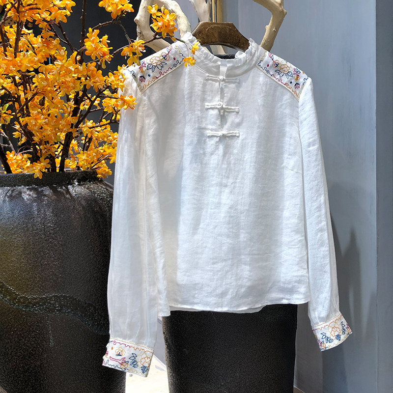 (Hangzhou Xiliu Clothing) Ethnic embroidered top 2021 spring and summer new retro embroidered Chinese shirt