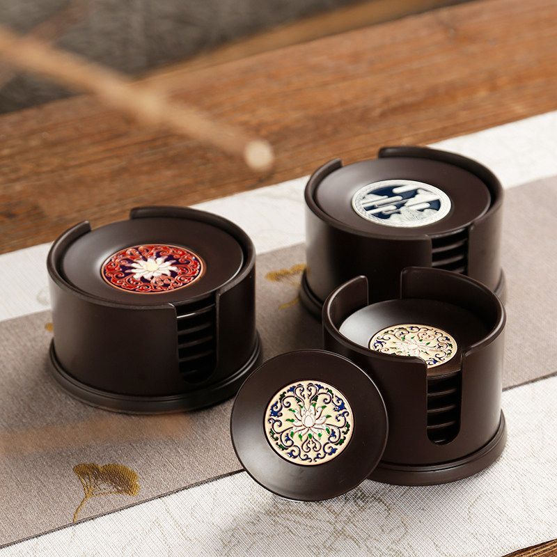 Enamel Bakelite Tea Coaster Home Chinese Kung Fu Tea Ceremony Insulation Mat Cup Holder Ebony Tea Set Set