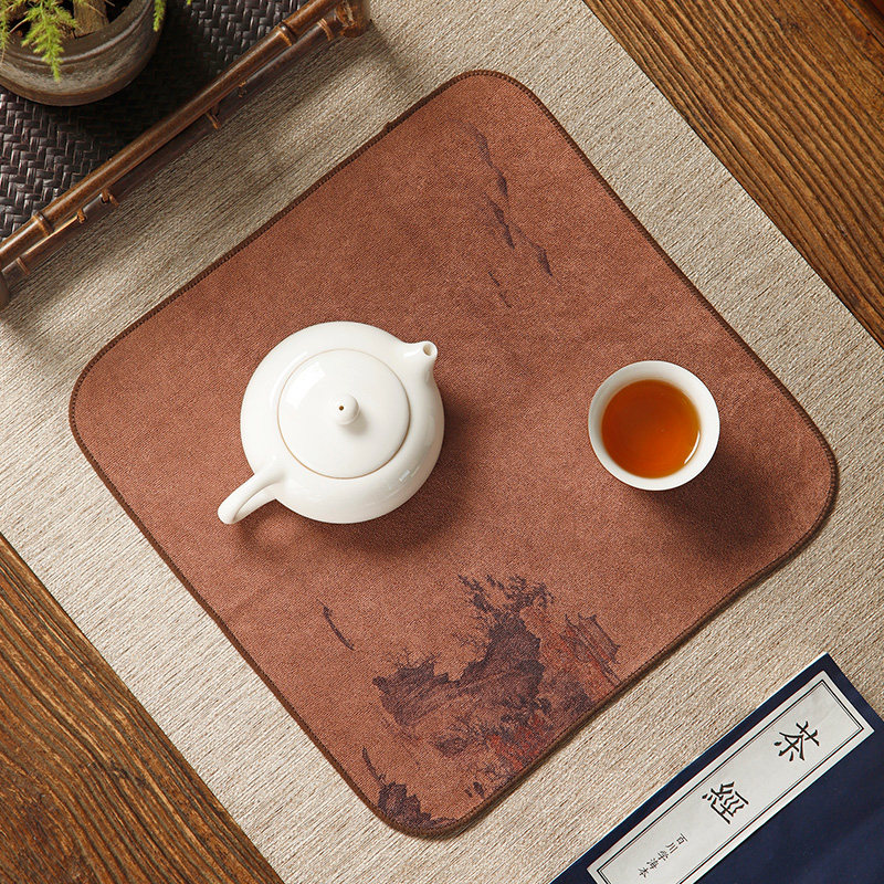 Chinese thickened cotton linen tea towels high-end small number tea table Absorbent Towel Zen tea cloth Dishcloth Mat Cloth Tea Table Accessories-Taobao