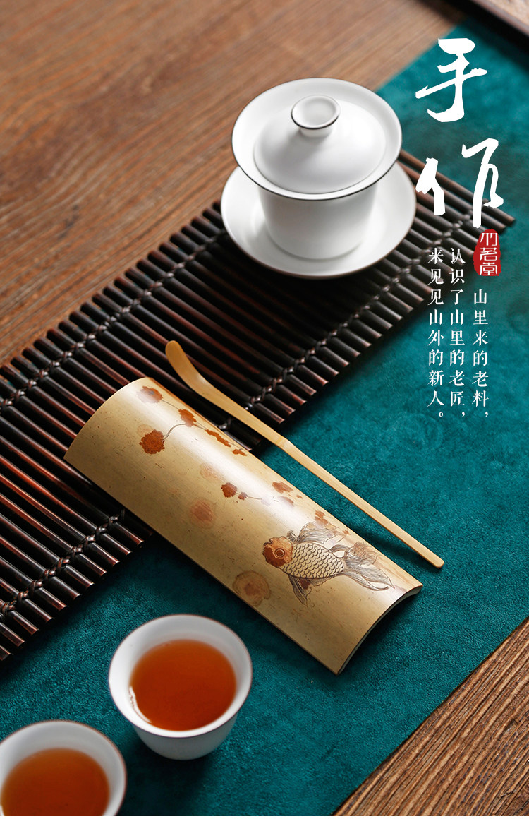 中国美術 斑竹細工 湘妃竹 茶入 茶道具 極上品 AZ2835 88 折手工打磨原創竹
