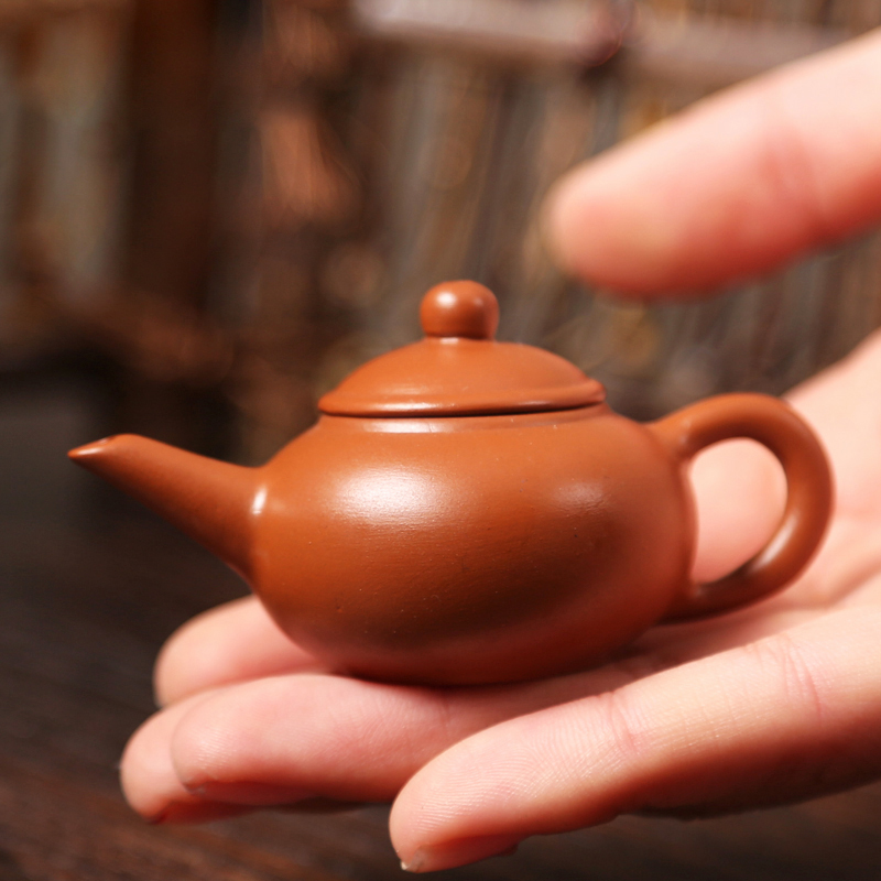 Mini small purple clay pot tea pet handmade ceramic creative tea set ornaments pocket kung fu teapot tea ceremony Tea play