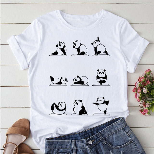 Cartoon Panda Summer Casual Versatile Printed Trendy Women's Short-Sleeve T-Shirt Top