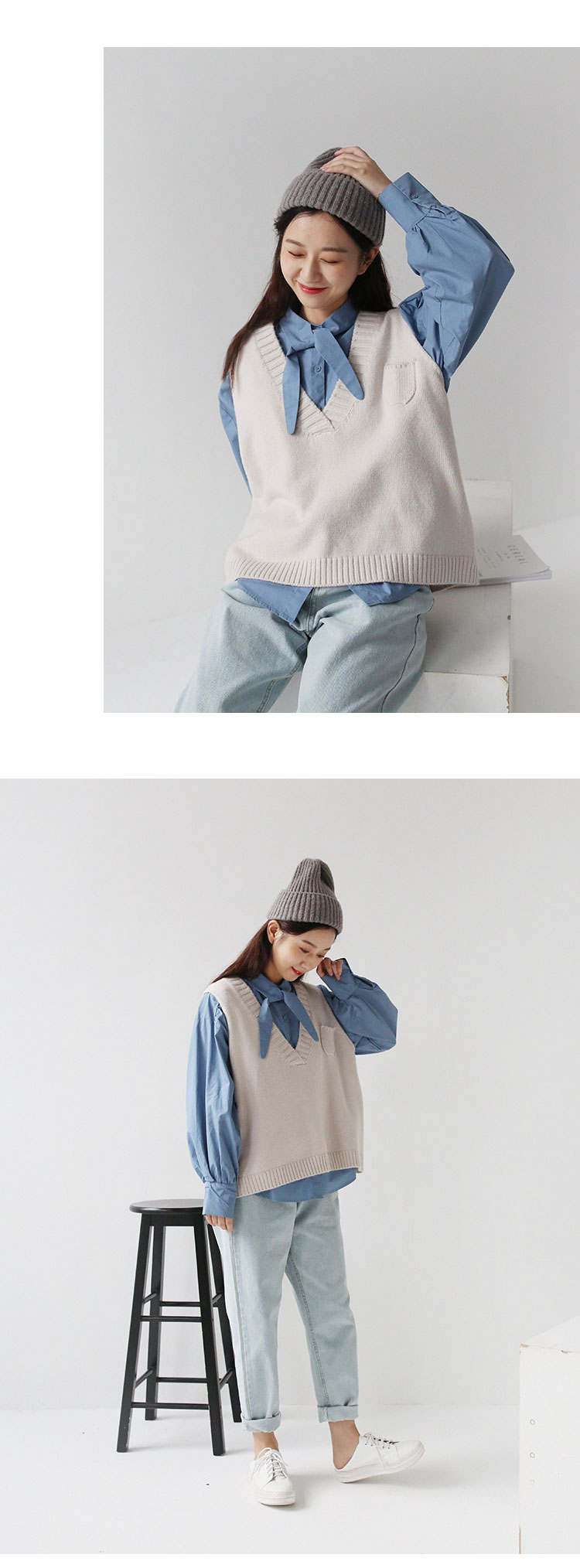 Miki socola / retro port gió áo len cổ chữ V áo len áo thun vest nữ áo len nữ mùa thu mới 2018 cardigan len