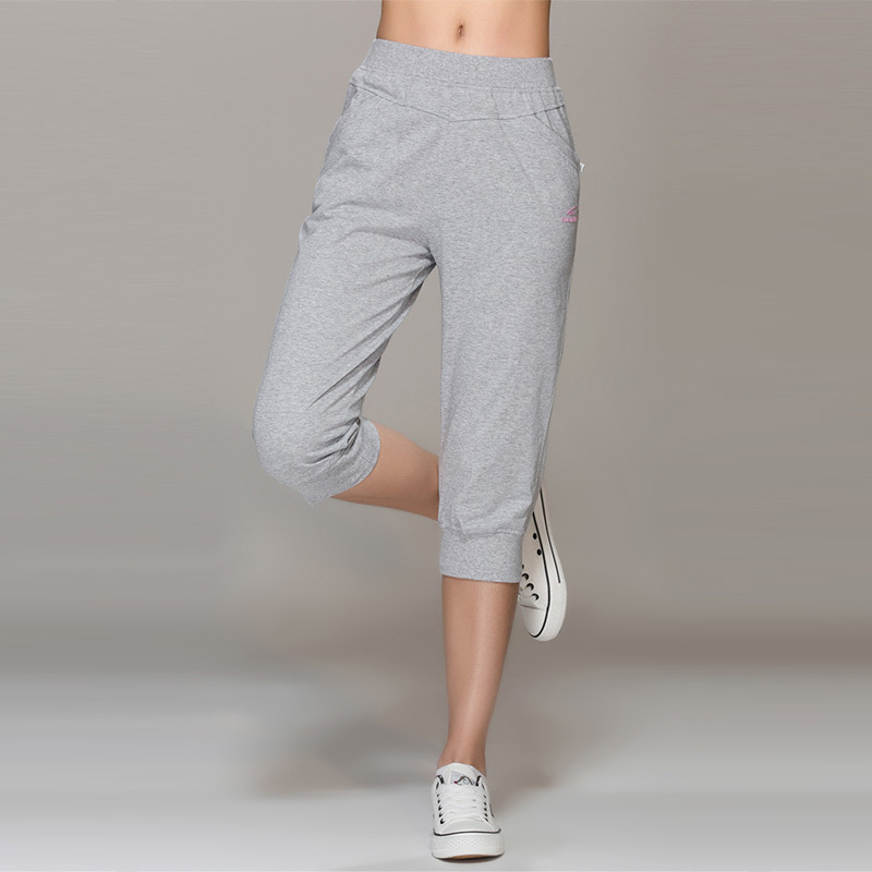 Guan Shi Thin Sports Casual Capri Pants for Women, Pure Cotton Summer Mid-Length Pants, Plus Size Sports Shorts, Summer Breeches