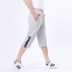 Mùa hè mỏng phần thể thao lỏng quần cắt quần thể thao nam cotton 7 điểm quần thường cỡ lớn chạy jodhpurs - Quần thể thao quần thể thao nam ngắn Quần thể thao