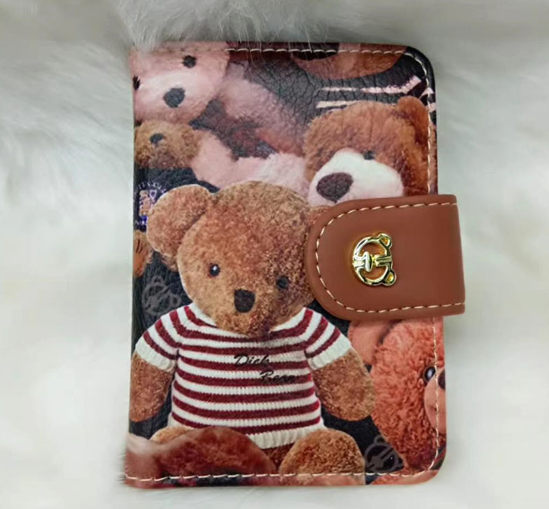 2020 New Dick Bear Special Cabinet Female Style Short buckle Two-fold genuine leather clip Korean version Little Bear Carpack