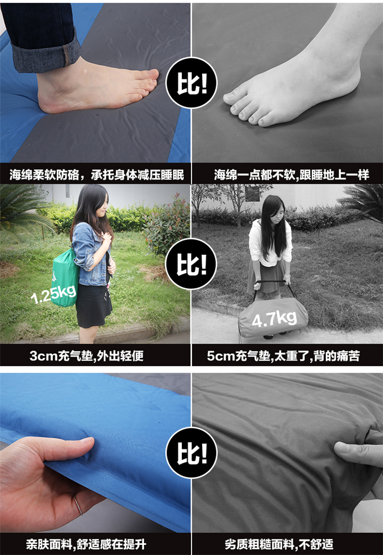 Beishan Wolf Pad bơm hơi tự động Lều ngoài trời Ngủ Mat Cắm trại Nệm có thể được ghép đôi Độ ẩm Pad Pad Nghỉ trưa Pad - Thảm chống ẩm / Mat / Gối thảm xốp lót sàn