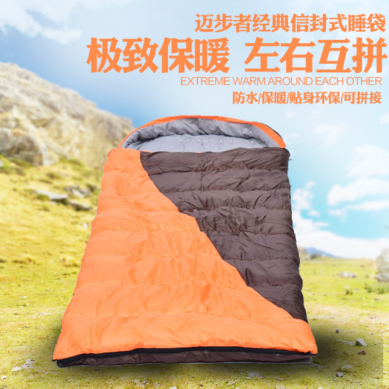 2016 Single cotton sleeping bag can be spliced double sleeping bag envelope hooded sleeping bag Camping travel sleeping bag four seasons sleeping bag