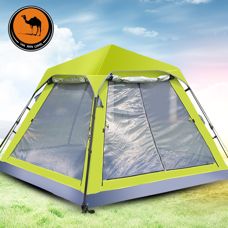 Camel 3-4 people double camping automatic tent Multi-person double-decker tourist field camping tent