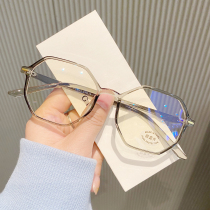 Department of Japanese Art and Literature Polygonal Flat Mirror TR90 Ultra Light Eyeframe Womans face with small and worthy myopia glasses male