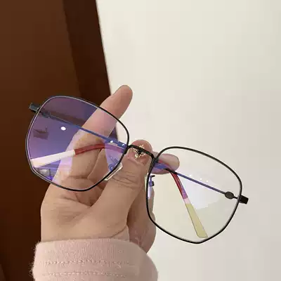 Ni Ni the same men's glasses literary frame anti-blue myopia glasses female tide round face thin multilateral eye frame