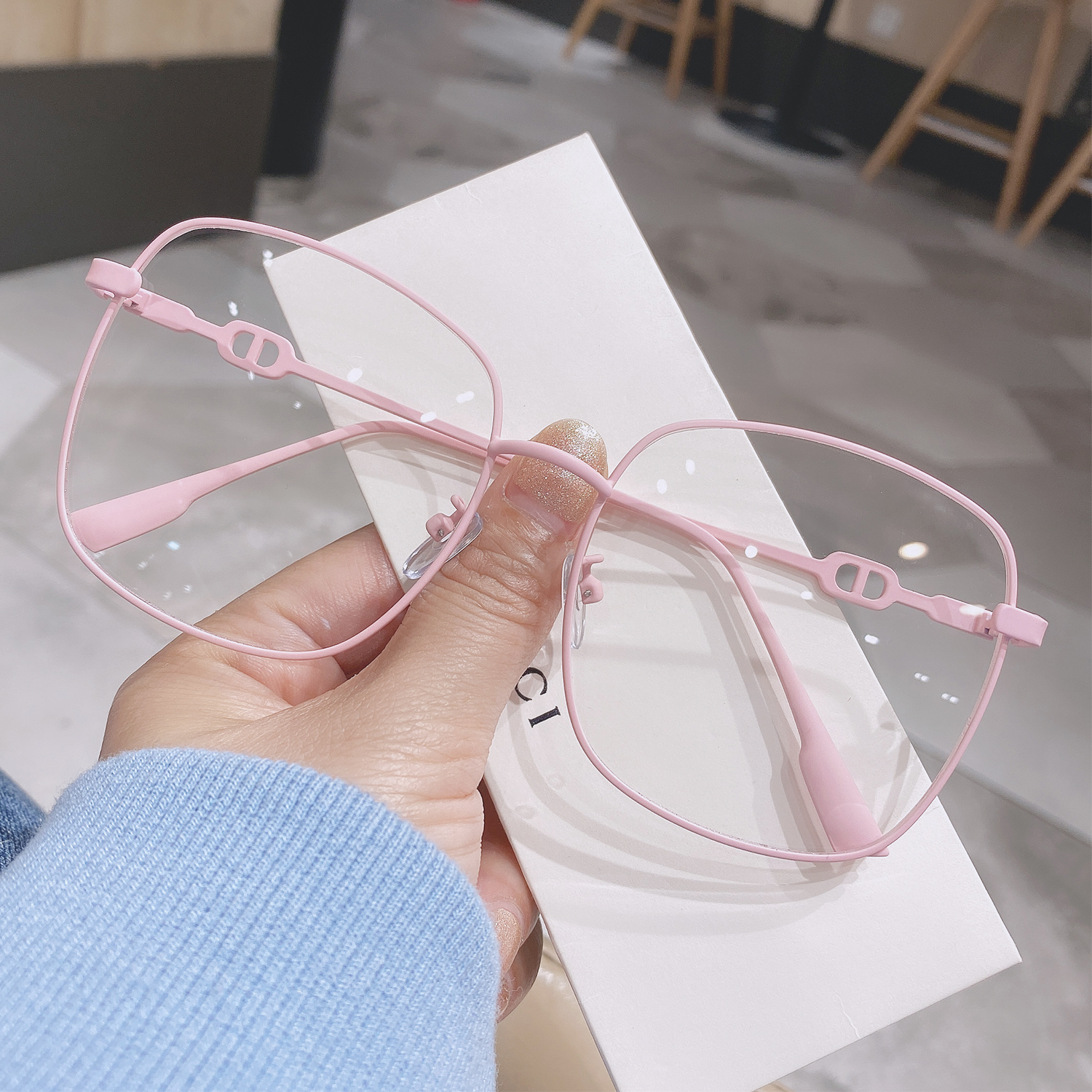 2022 net red vegan square coarse frame flat light mirror frame male Korean version frosted black anti-blue light glasses female myopia eye