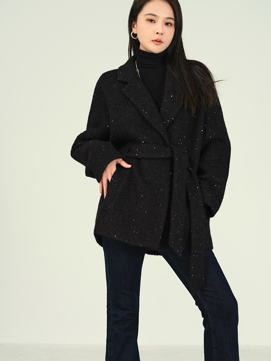 K Sister KSOEUR (full of stars) bright sheet wool circle Temperament Suit Collar Fur Coats Women-Taobao