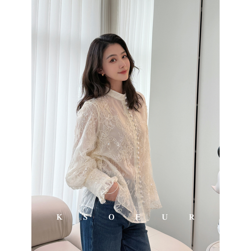 K Sister Ksoeur 【Flower Bud Blouse】 French Elegance, Ultra-Detailed Exquisite Floral Lace Shirt for Women K Sister Ksoeur 【Flower Bud Blouse】 French Elegance, Ultra-Detailed Exquisite Floral Lace Shirt for Women