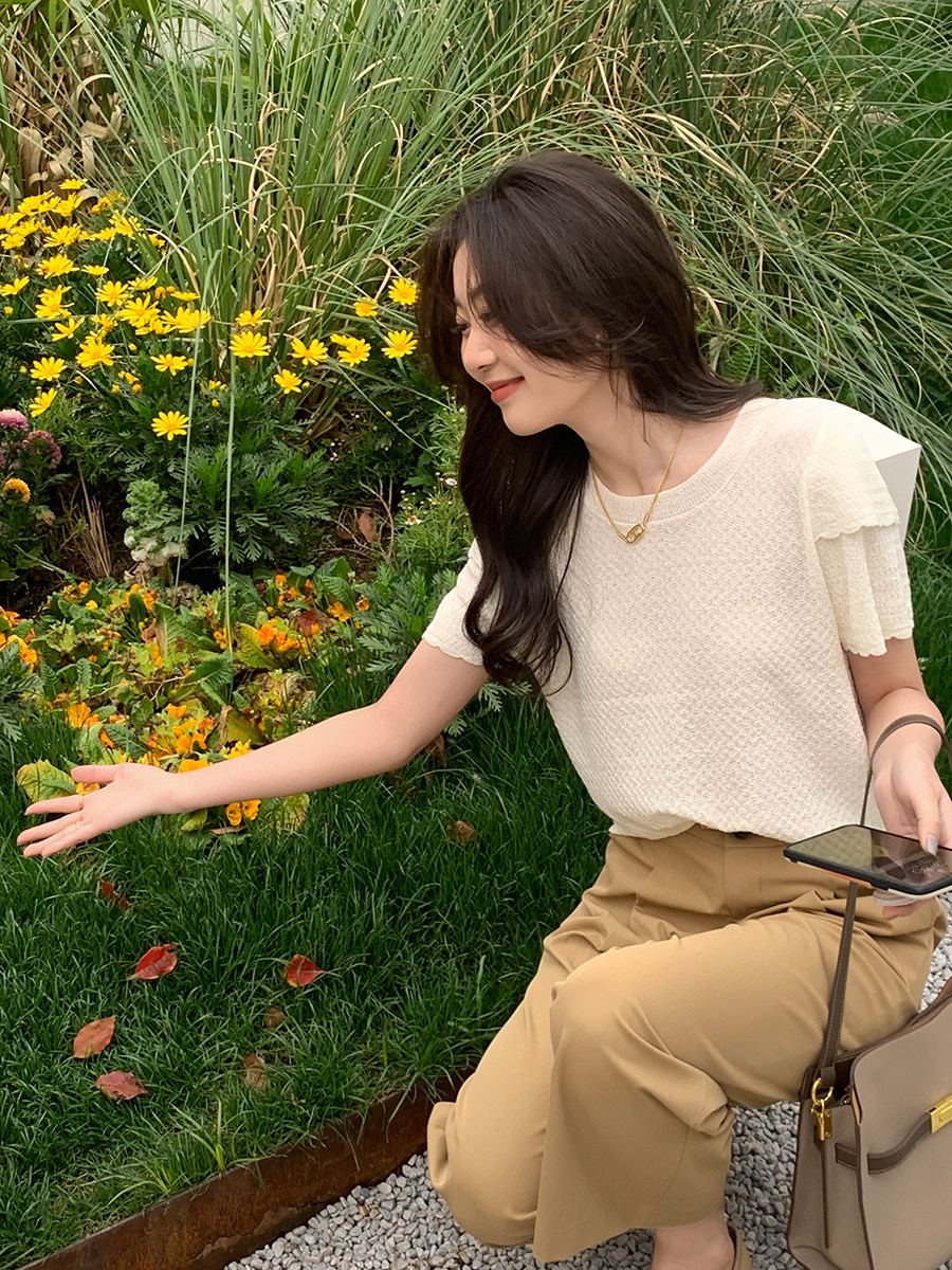 Brother-in-law homemade (Suzulan flower) 15 ice curls summer ice cool round collar display slim double sleeve needle cardiovert