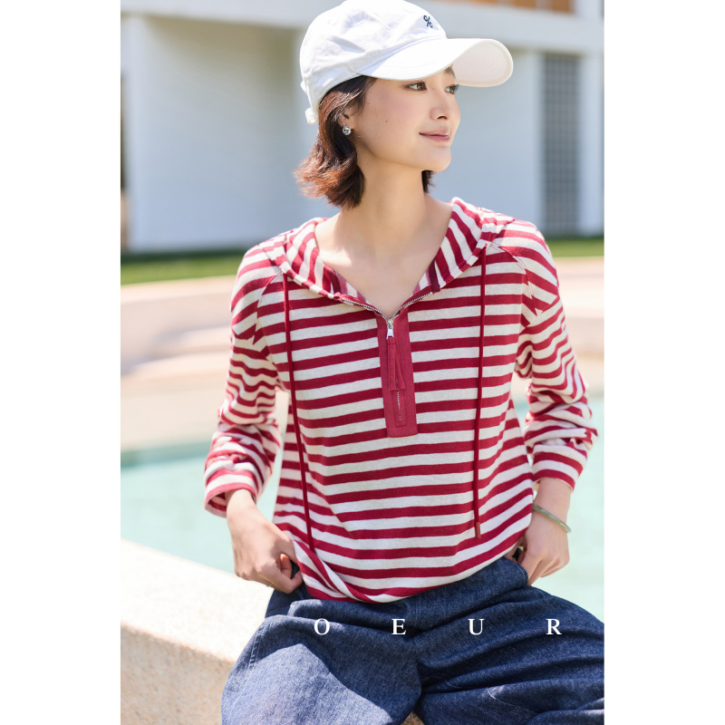 K Sister Ksoeur【Light Oxygen Hooded Sweatshirt】Bamboo Cotton Knitted Relaxed Casual Hooded Zipper Top for Women K Sister Ksoeur【Light Oxygen Hooded Sweatshirt】Bamboo Cotton Knitted Relaxed Casual Hooded Zipper Top for Women