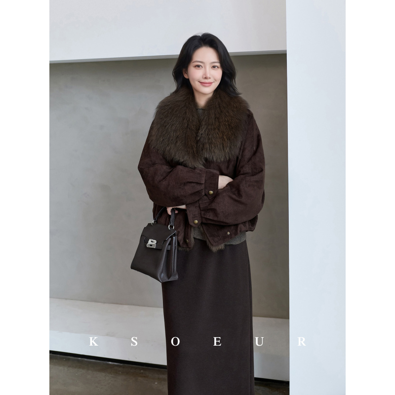K Sister Ksoeur【Filter】Fox Fur Collar 90% White Goose down Soft Mist Suede down Parka for Women K Sister Ksoeur【Filter】Fox Fur Collar 90% White Goose down Soft Mist Suede down Parka for Women