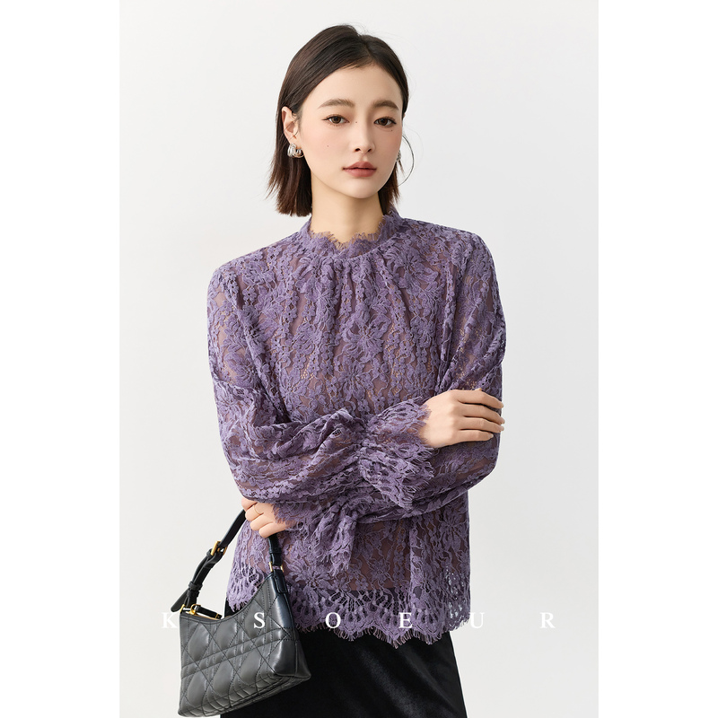 K Sister Ksoeur【Carved Lace】Chenille Lace Hollow Lace French Blouse for Women K Sister Ksoeur【Carved Lace】Chenille Lace Hollow Lace French Blouse for Women